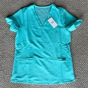 Figs Casma Scrub Top Aqua sz Small